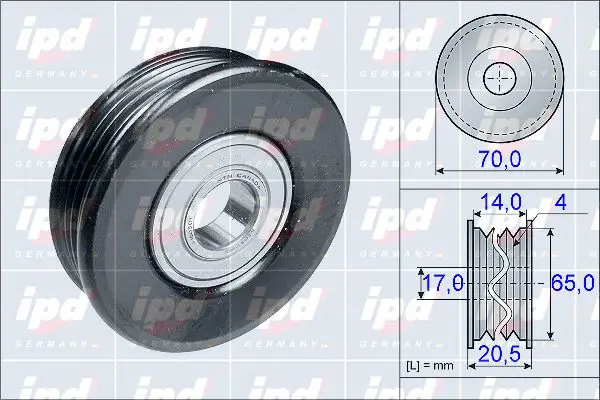 Handler.Part Deflection/guide pulley, v-ribbed belt IPD 153921 1