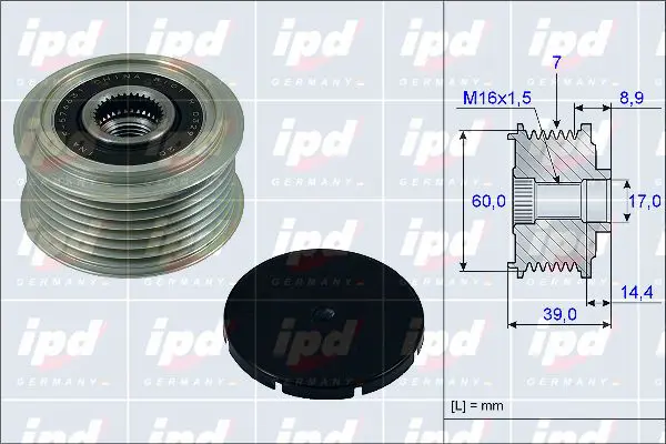 Handler.Part Alternator freewheel clutch IPD 153967 1