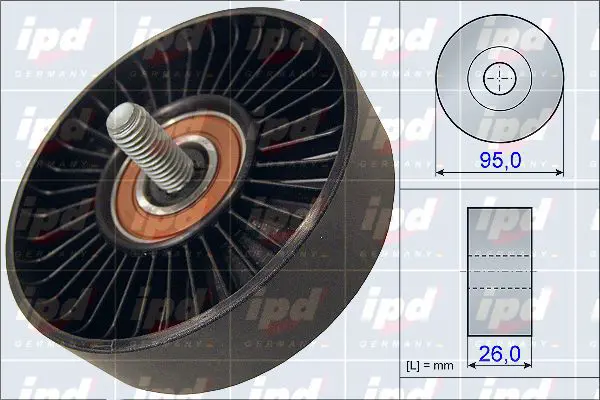 Handler.Part Deflection/guide pulley, v-ribbed belt IPD 153993 1