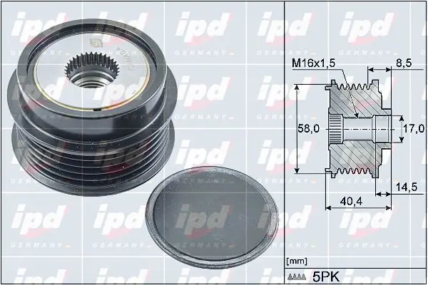 Handler.Part Alternator freewheel clutch IPD 154157 1