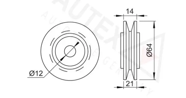 Handler.Part Tensioner pulley, v-ribbed belt AUTEX 641902 2