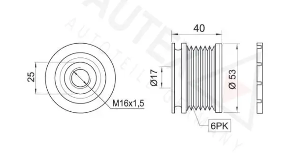 Handler.Part Alternator freewheel clutch AUTEX 654319 2