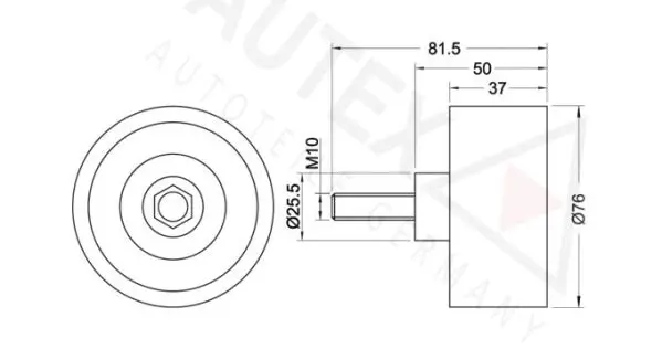 Handler.Part Deflection/guide pulley, v-ribbed belt AUTEX 652073 2