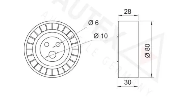 Handler.Part Tensioner pulley, v-ribbed belt AUTEX 641874 2