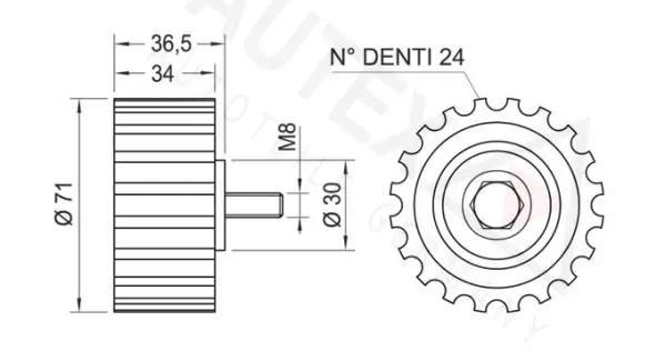 Handler.Part Deflection/guide pulley, timing belt AUTEX 651851 2