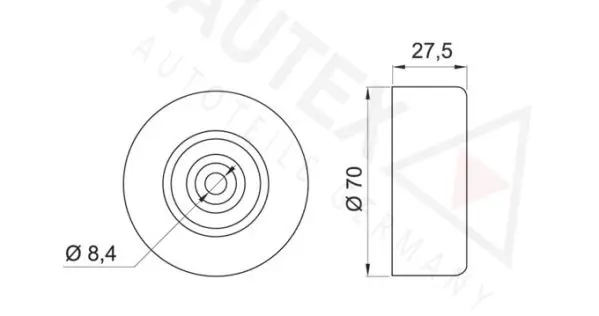 Handler.Part Tensioner pulley, v-ribbed belt AUTEX 654087 2