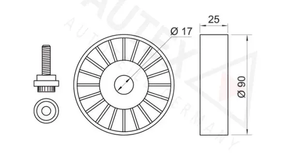 Handler.Part Deflection/guide pulley, v-ribbed belt AUTEX 641411 2