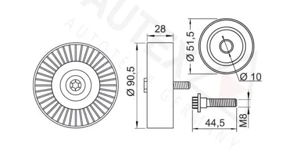 Handler.Part Deflection/guide pulley, v-ribbed belt AUTEX 652031 2