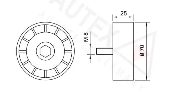 Handler.Part Tensioner pulley, v-ribbed belt AUTEX 641369 2