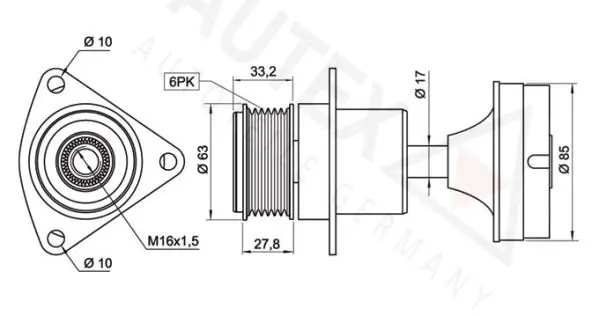 Handler.Part Alternator freewheel clutch AUTEX 654504 2