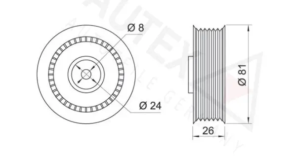 Handler.Part Tensioner pulley, v-ribbed belt AUTEX 641029 2