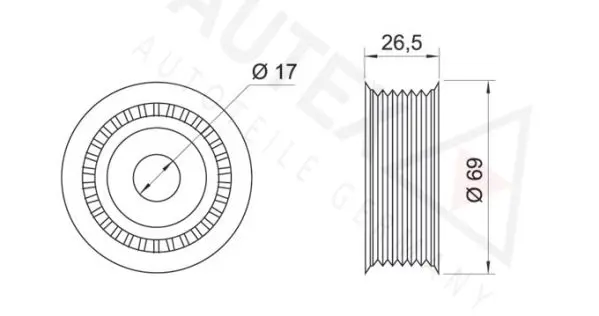 Handler.Part Deflection/guide pulley, v-ribbed belt AUTEX 651031 2