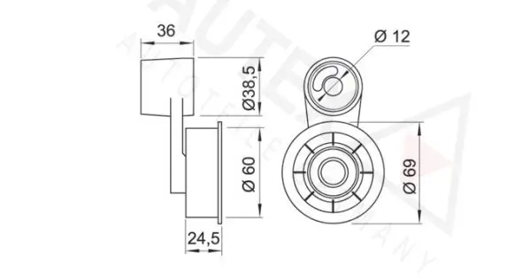 Handler.Part Tensioner pulley, timing belt AUTEX 641066 2