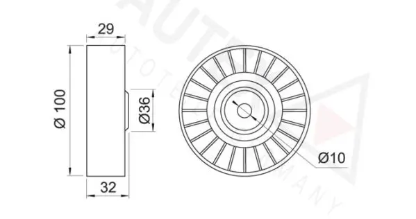 Handler.Part Deflection/guide pulley, v-ribbed belt AUTEX 651068 2