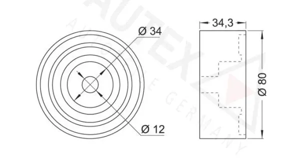 Handler.Part Deflection/guide pulley, timing belt AUTEX 654428 2