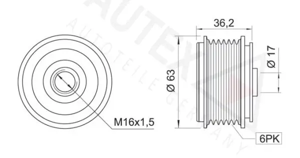 Handler.Part Alternator freewheel clutch AUTEX 654284 2