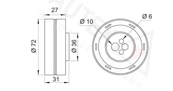 Handler.Part Tensioner pulley, timing belt AUTEX 641114 2