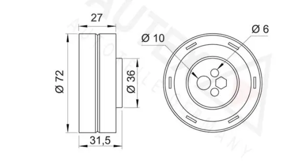 Handler.Part Tensioner pulley, timing belt AUTEX 641123 2