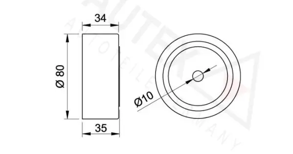 Handler.Part Deflection/guide pulley, timing belt AUTEX 641207 2