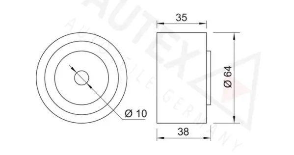 Handler.Part Deflection/guide pulley, timing belt AUTEX 651218 2