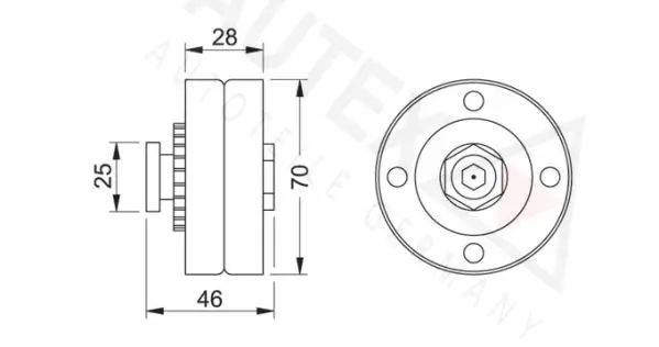 Handler.Part Tensioner pulley, v-ribbed belt AUTEX 641323 2