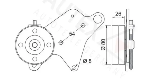 Handler.Part Tensioner pulley, v-ribbed belt AUTEX 641424 2