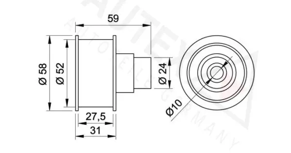 Handler.Part Deflection/guide pulley, timing belt AUTEX 651445 2