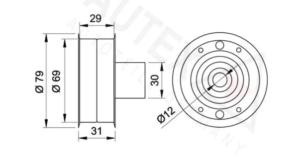 Handler.Part Deflection/guide pulley, timing belt AUTEX 641446 2