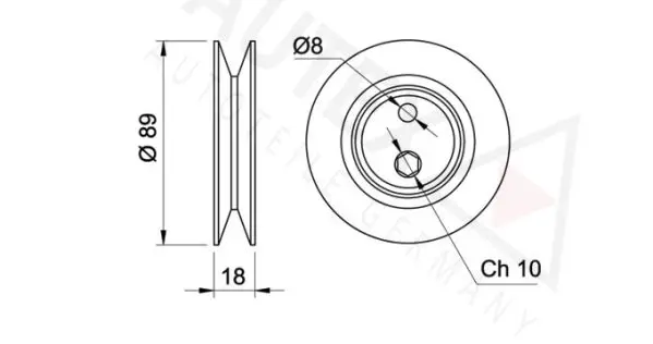 Handler.Part Tensioner pulley, v-belt AUTEX 641491 2