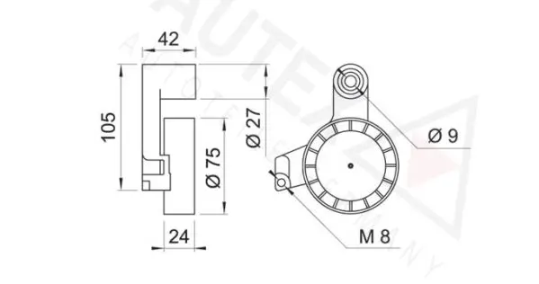 Handler.Part Tensioner pulley, v-ribbed belt AUTEX 641495 2