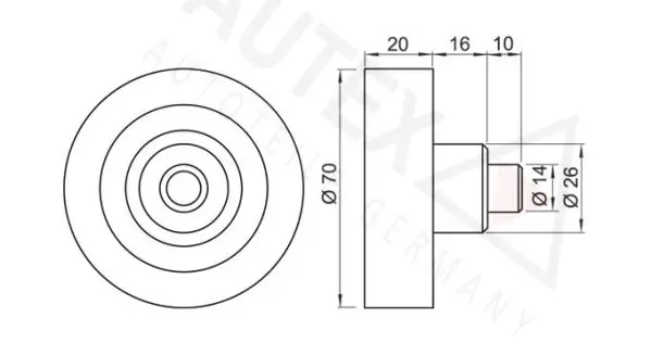 Handler.Part Tensioner pulley, v-ribbed belt AUTEX 641537 2