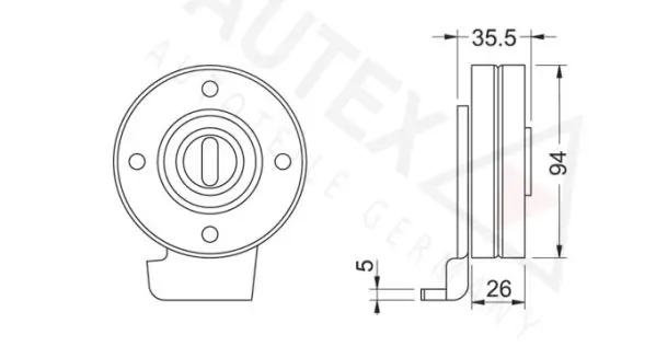 Handler.Part Tensioner pulley, v-ribbed belt AUTEX 641544 2