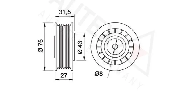 Handler.Part Tensioner pulley, v-ribbed belt AUTEX 641678 2