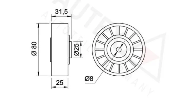 Handler.Part Tensioner pulley, v-ribbed belt AUTEX 641679 2