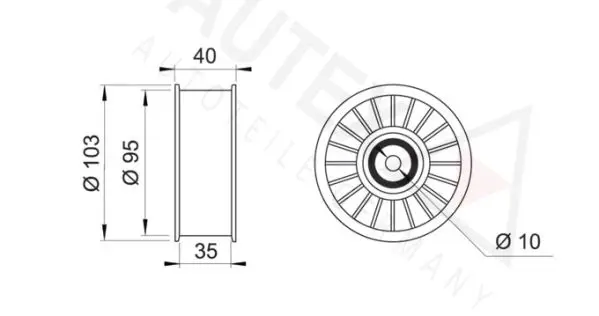 Handler.Part Tensioner pulley, v-ribbed belt AUTEX 641687 2