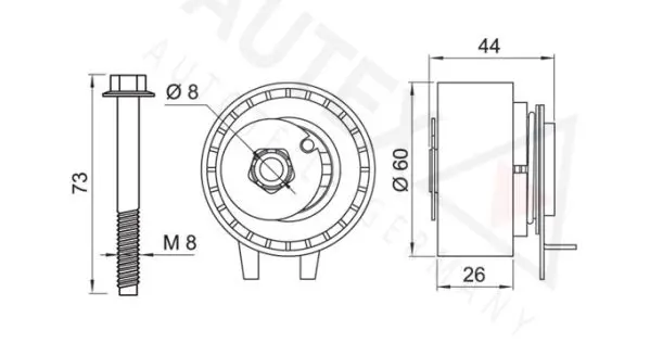 Handler.Part Tensioner pulley, timing belt AUTEX 654451 2