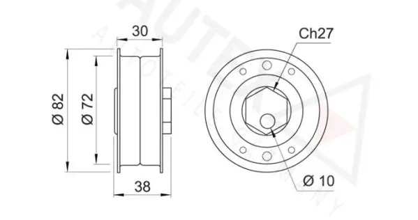 Handler.Part Tensioner pulley, timing belt AUTEX 641780 2