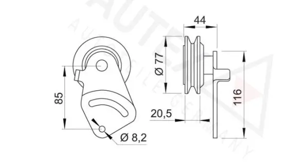 Handler.Part Tensioner pulley, v-belt AUTEX 641784 2