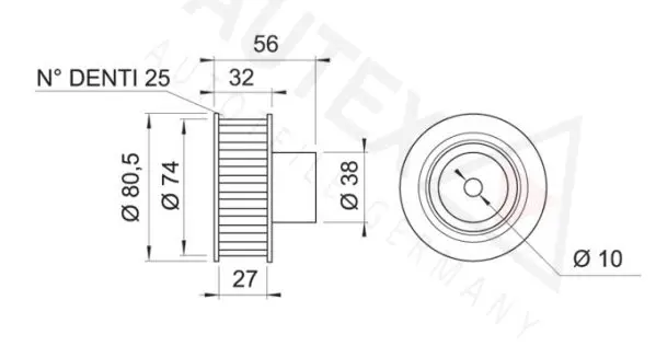 Handler.Part Deflection/guide pulley, timing belt AUTEX 651913 2