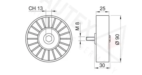 Handler.Part Deflection/guide pulley, v-ribbed belt AUTEX 651352 2