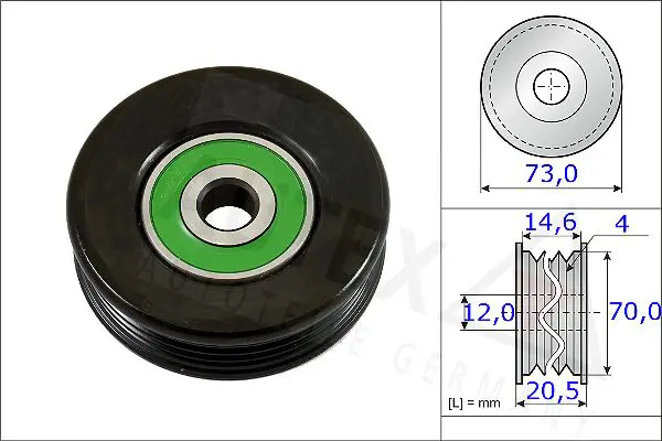 Handler.Part Tensioner pulley, v-ribbed belt AUTEX 654732 1