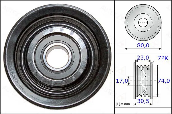 Handler.Part Deflection/guide pulley, v-ribbed belt AUTEX 654874 1