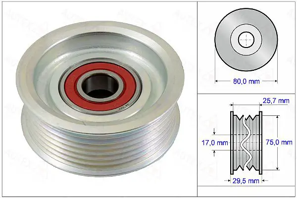 Handler.Part Deflection/guide pulley, v-ribbed belt AUTEX 654909 1