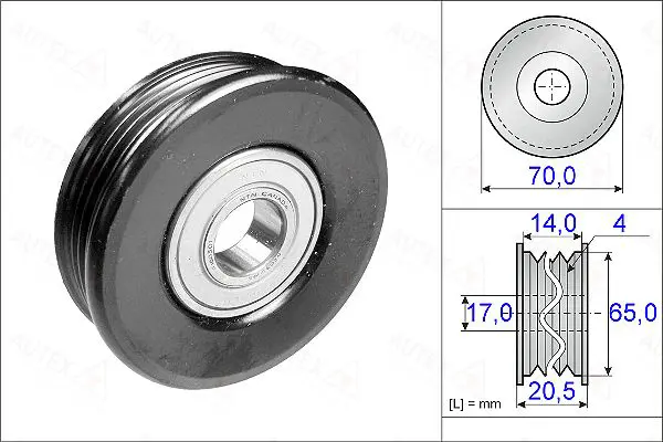 Handler.Part Deflection/guide pulley, v-ribbed belt AUTEX 654926 1