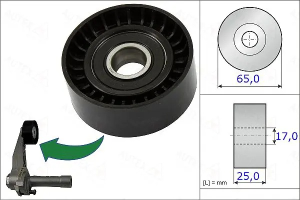 Handler.Part Tensioner pulley, v-ribbed belt AUTEX 654980 1