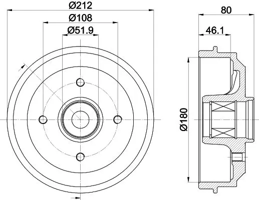 Handler.Part Brake drum HELLA 8DT355302811 1