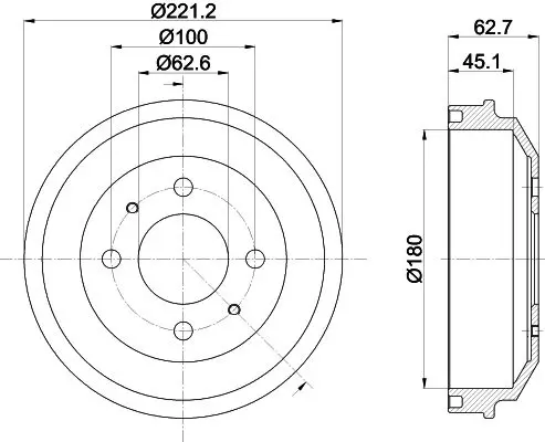 Handler.Part Brake drum HELLA 8DT355302681 1