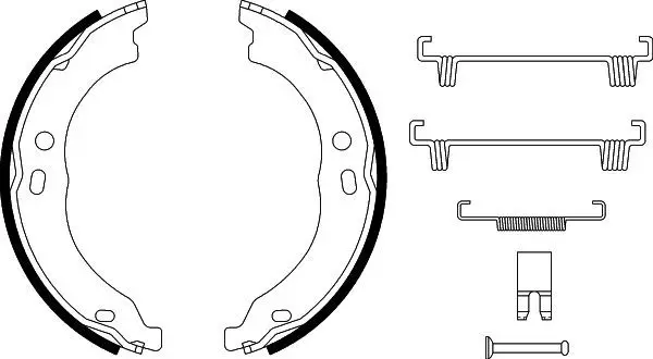 Handler.Part Brake shoe set, parking brake HELLA 8DA355050751 1