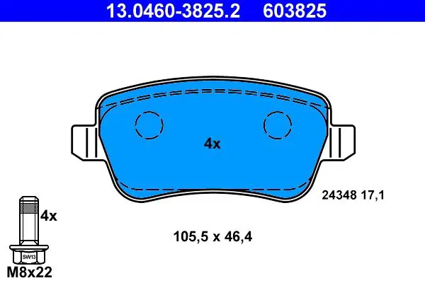 Handler.Part Brake pad set, disc brake ATE 13046038252 1