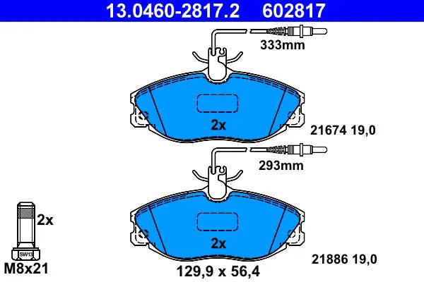 Handler.Part Brake pad set, disc brake ATE 13046028172 1